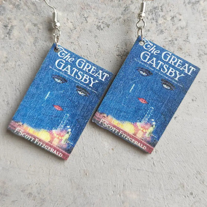 Halloween Horror Fiction Wood Book Cover Earrings for Women 2025 Newest Unique Halloween Jewelry Wholesale