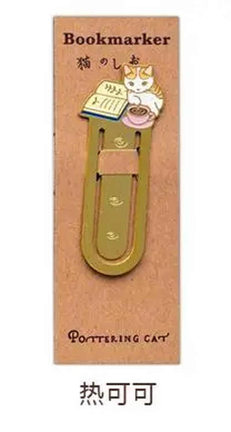 1 PC Pottering Cat Japanese Cartoon Cute Cat Kawaii Kittens Book Mark Metal Bookmark School and Office Supplies Bookmark
