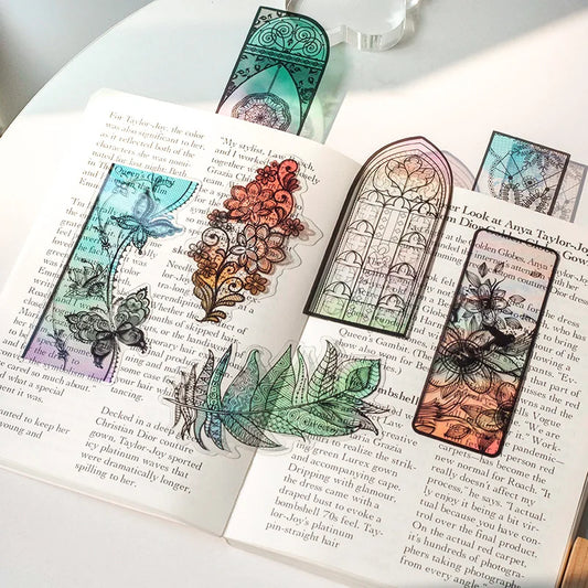 6 Pcs/Set Butterfly Feather Flower Dreamcatcher Bookmark PVC Matte Reading Book Mark Retro Book Page Marker Stationery Supplies