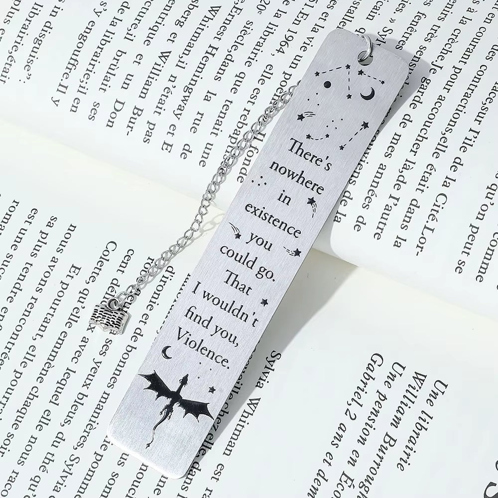 Fourth Wing Bookmark - Story Bookmark of the Dragon Knight Stainless Steel Pendant Bookmark Gothic Dragon Bookmark