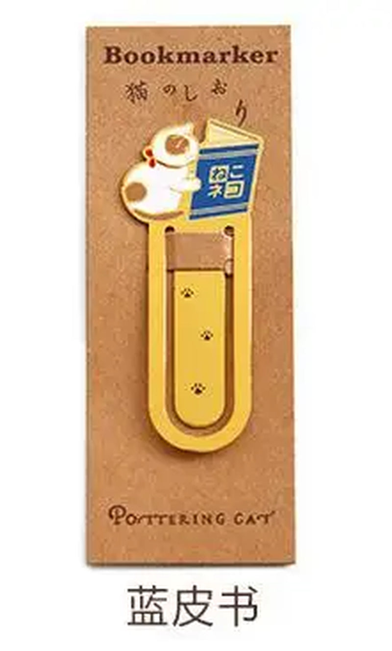 1 PC Pottering Cat Japanese Cartoon Cute Cat Kawaii Kittens Book Mark Metal Bookmark School and Office Supplies Bookmark