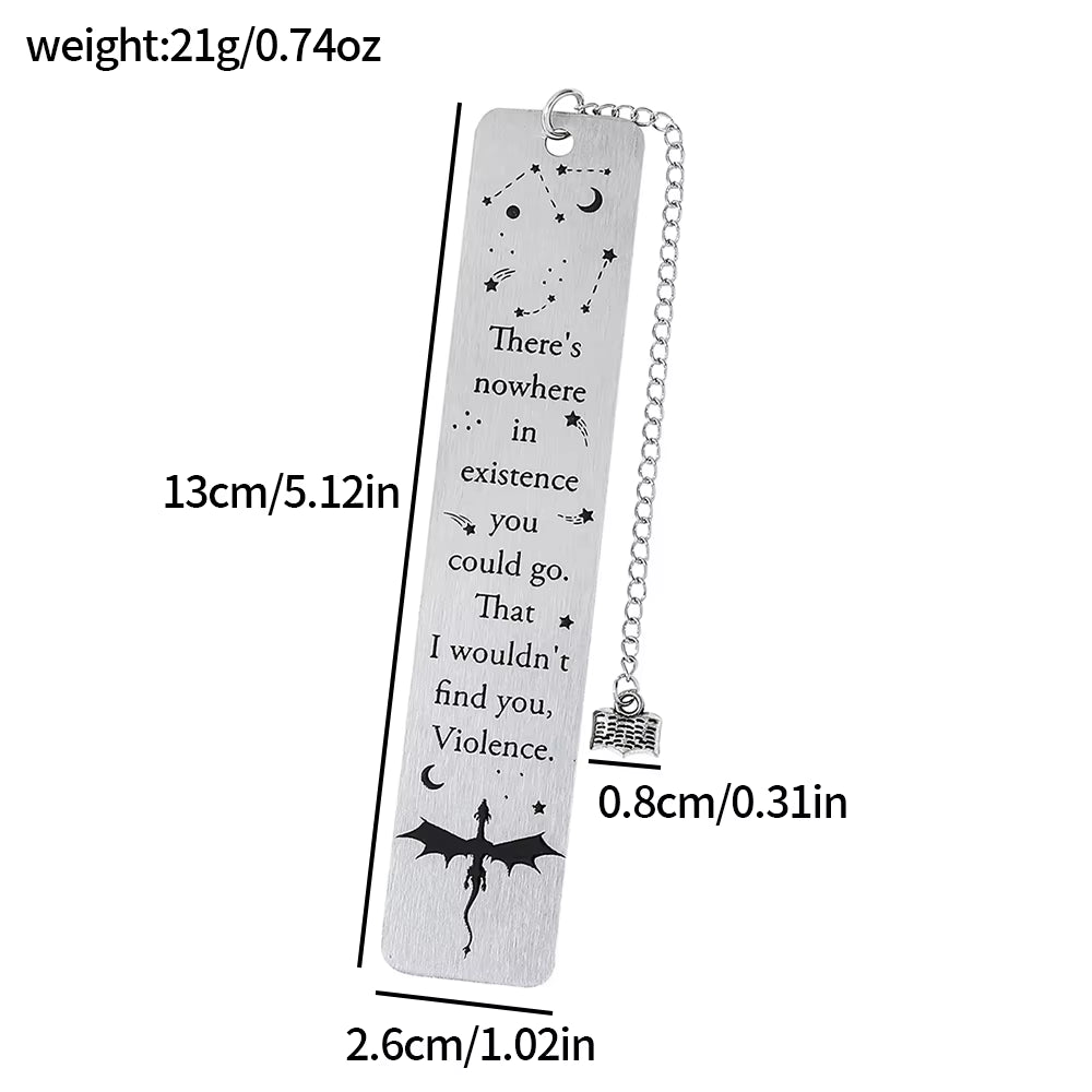 Fourth Wing Bookmark - Story Bookmark of the Dragon Knight Stainless Steel Pendant Bookmark Gothic Dragon Bookmark