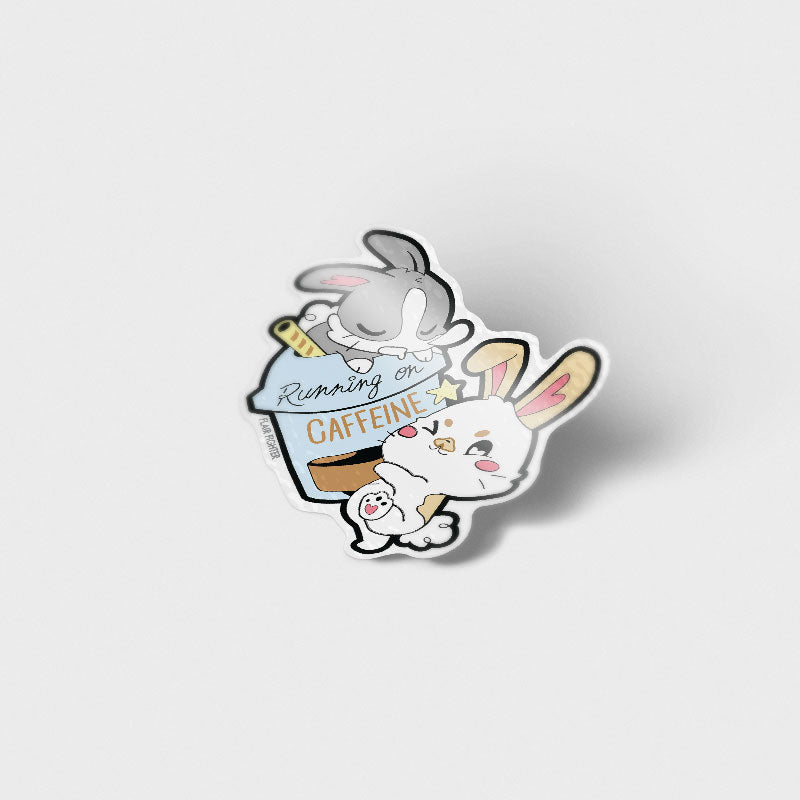 Running on Caffeine Bunnies Vinyl Sticker-1