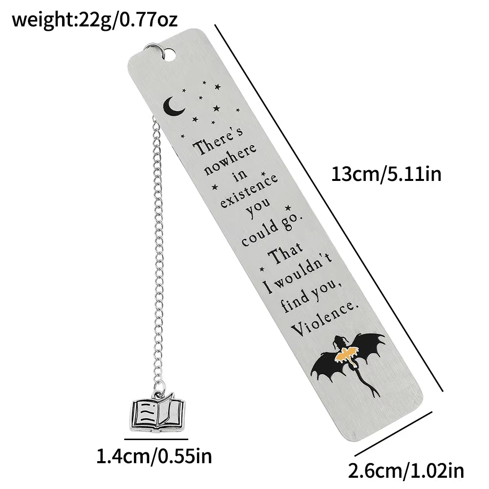 Fourth Wing Bookmark - Story Bookmark of the Dragon Knight Stainless Steel Pendant Bookmark Gothic Dragon Bookmark