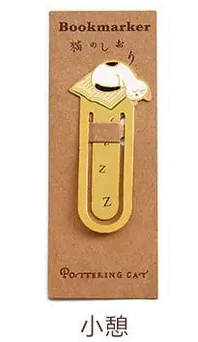 1 PC Pottering Cat Japanese Cartoon Cute Cat Kawaii Kittens Book Mark Metal Bookmark School and Office Supplies Bookmark