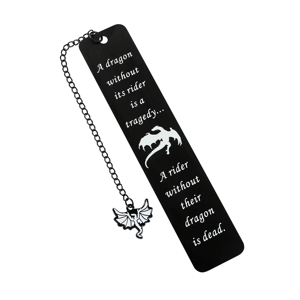 Fourth Wing Bookmark - Story Bookmark of the Dragon Knight Stainless Steel Pendant Bookmark Gothic Dragon Bookmark
