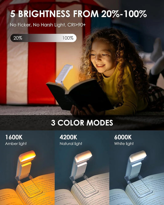 Book Light, Rechargeable Book Light for Reading