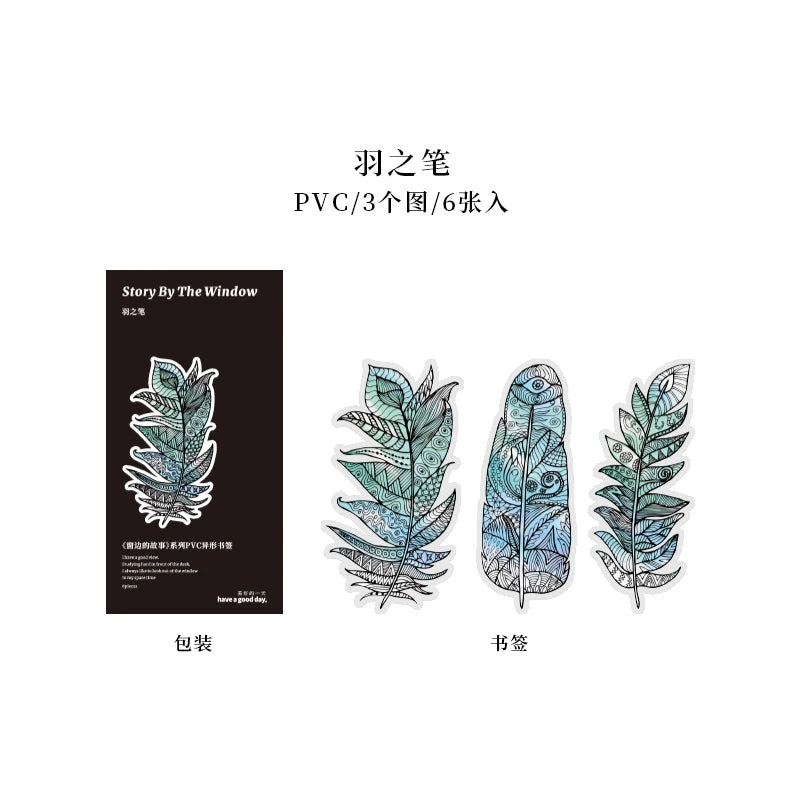 6 Pcs/Set Butterfly Feather Flower Dreamcatcher Bookmark PVC Matte Reading Book Mark Retro Book Page Marker Stationery Supplies