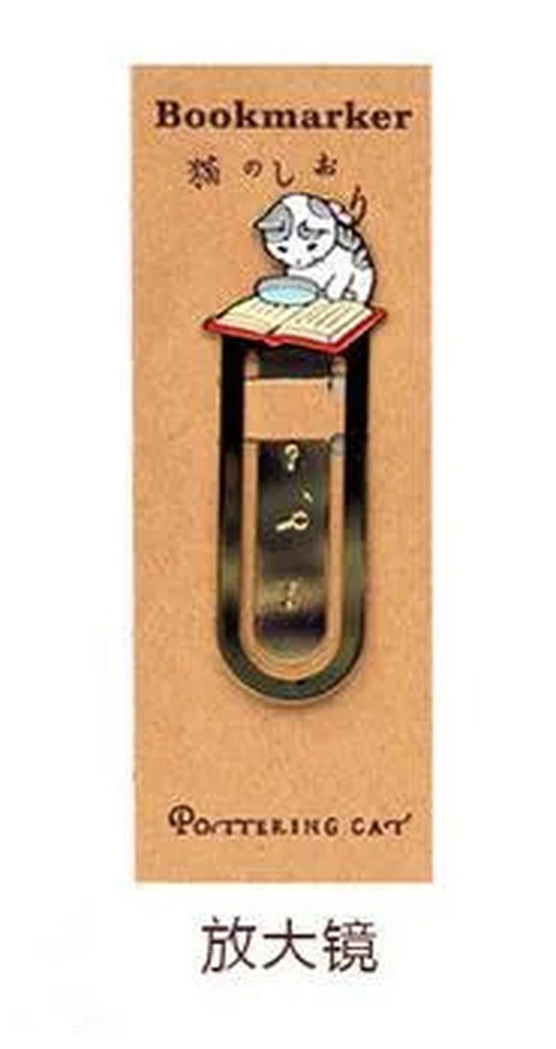 1 PC Pottering Cat Japanese Cartoon Cute Cat Kawaii Kittens Book Mark Metal Bookmark School and Office Supplies Bookmark