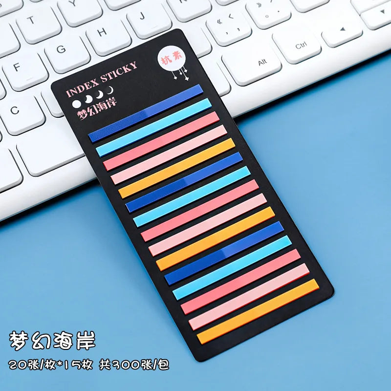 300 Sheets Transparent Rainbow Index Memo Pad It Sticky Notepads Paper Sticker Notes Bookmark School Supplies Kawaii Stationery