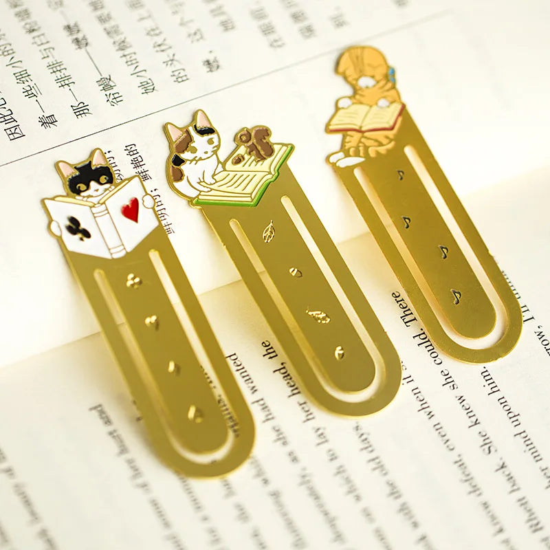 1 PC Pottering Cat Japanese Cartoon Cute Cat Kawaii Kittens Book Mark Metal Bookmark School and Office Supplies Bookmark
