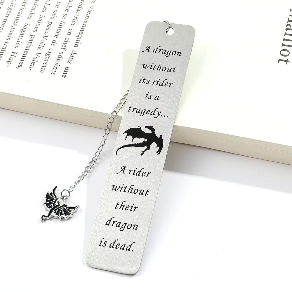 Fourth Wing Bookmark - Story Bookmark of the Dragon Knight Stainless Steel Pendant Bookmark Gothic Dragon Bookmark