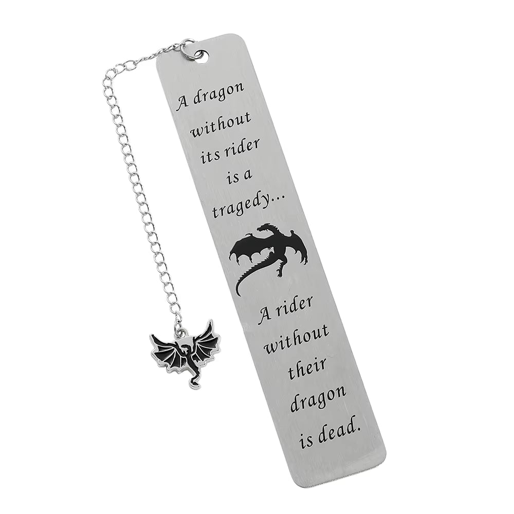 Fourth Wing Bookmark - Story Bookmark of the Dragon Knight Stainless Steel Pendant Bookmark Gothic Dragon Bookmark