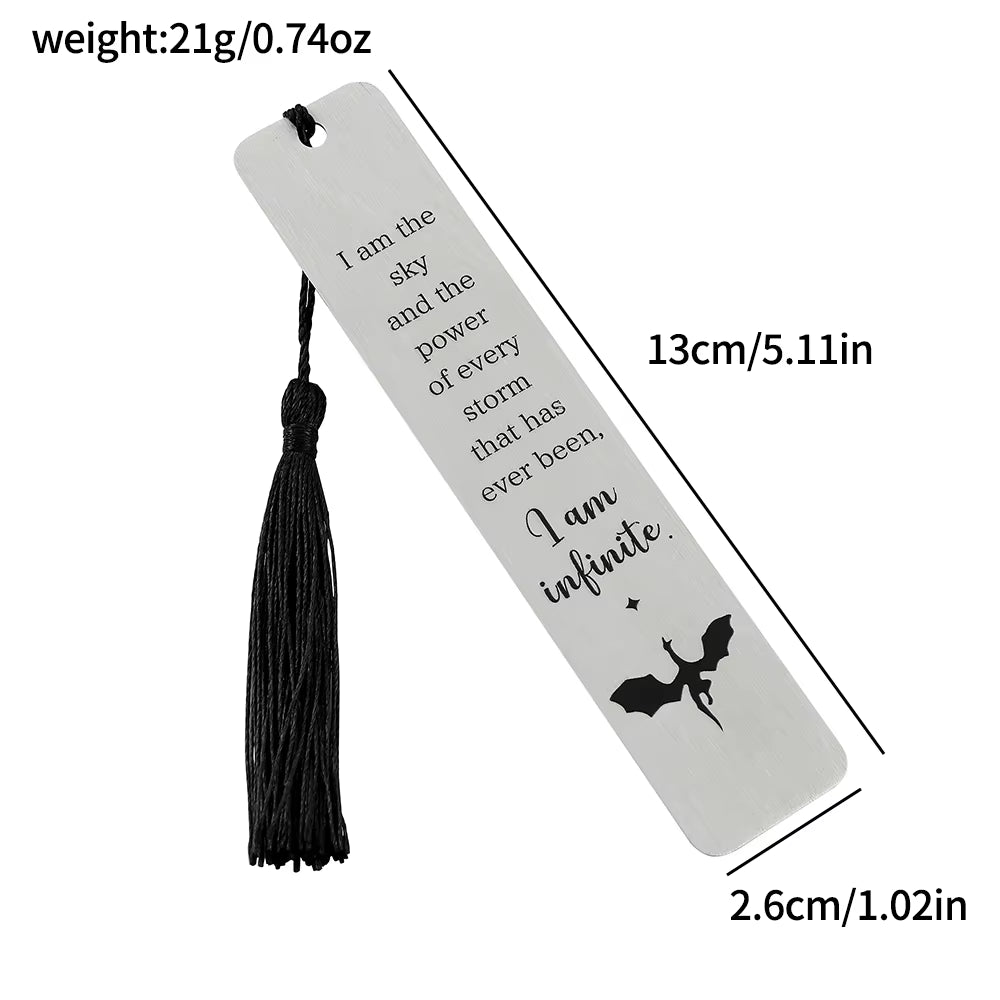 Fourth Wing Bookmark - Story Bookmark of the Dragon Knight Stainless Steel Pendant Bookmark Gothic Dragon Bookmark