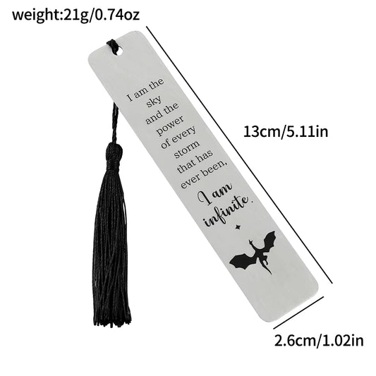 Fourth Wing Bookmark - Story Bookmark of the Dragon Knight Stainless Steel Pendant Bookmark Gothic Dragon Bookmark