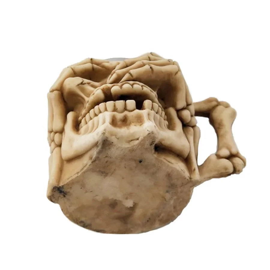 Creative 3D Skull Beer Mug Goblet Bowl Resin Stainless Steel Double Layer Coffee Mug Bar Kitchen Decor Cup Halloween Gift