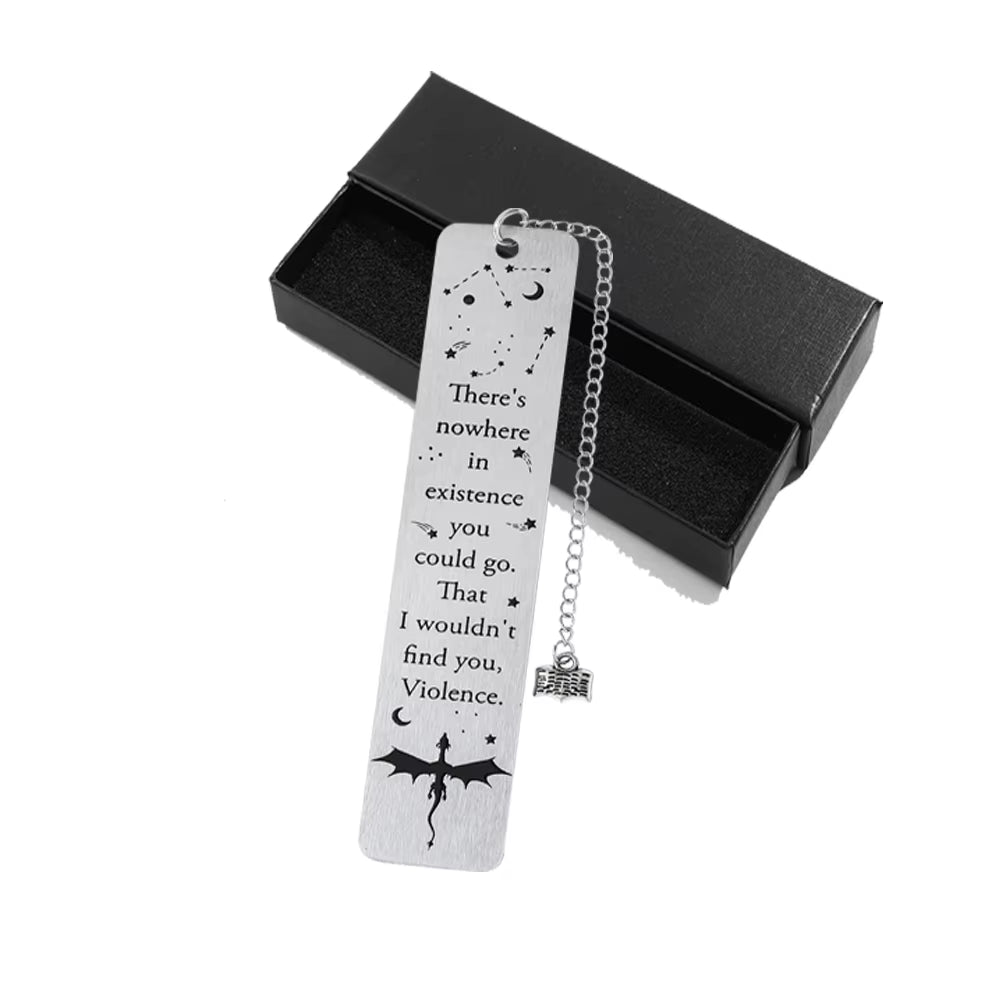 Fourth Wing Bookmark - Story Bookmark of the Dragon Knight Stainless Steel Pendant Bookmark Gothic Dragon Bookmark