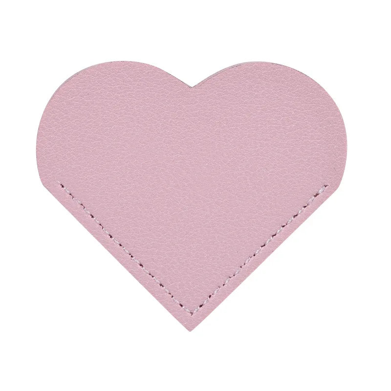 2Pcs PU Bookmark Leather Heart Bookmark Mini-Portable Gift Heart Bookmark Page Folder Corner Protective Cover School Supplies