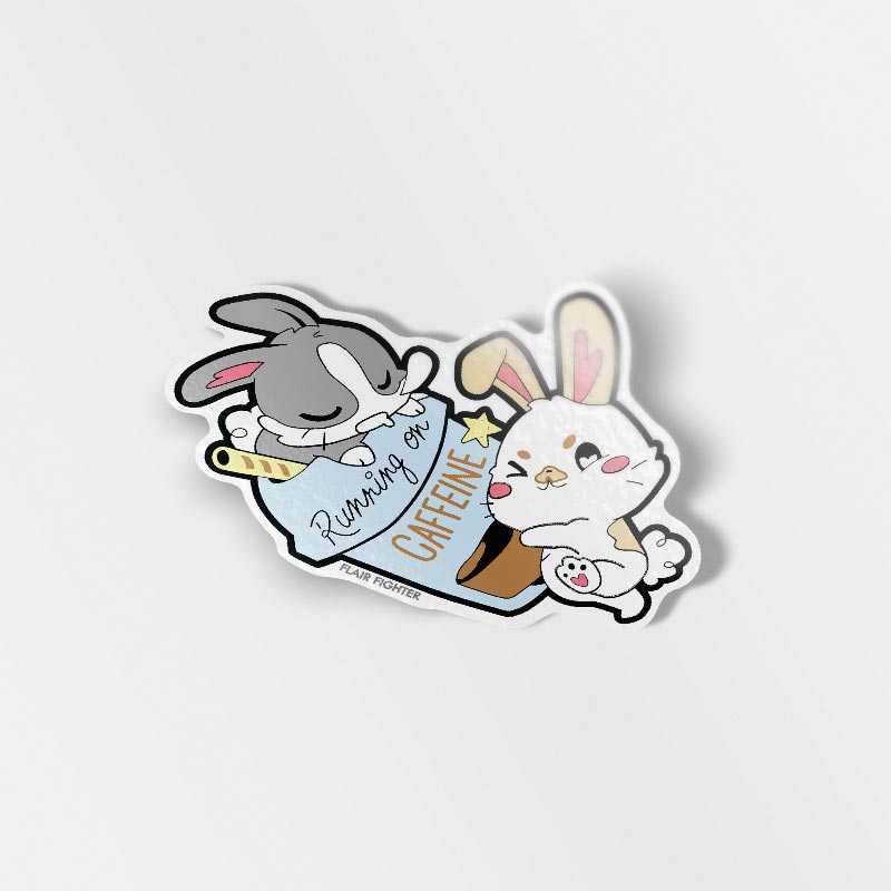 Running on Caffeine Bunnies Vinyl Sticker-0