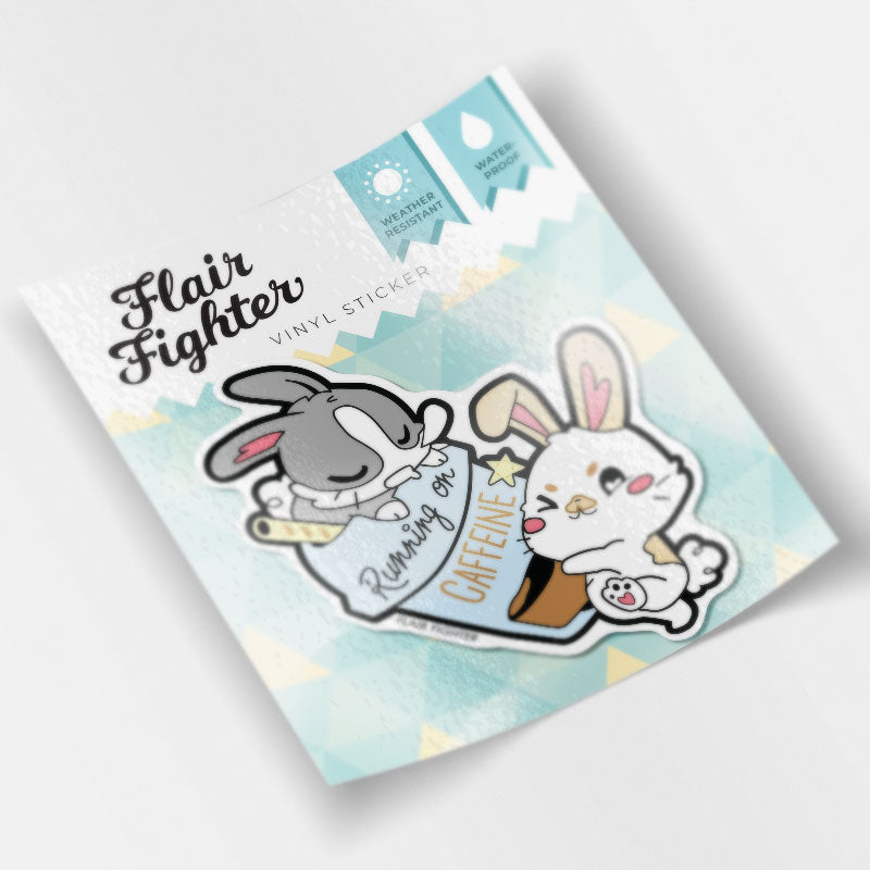 Running on Caffeine Bunnies Vinyl Sticker-3