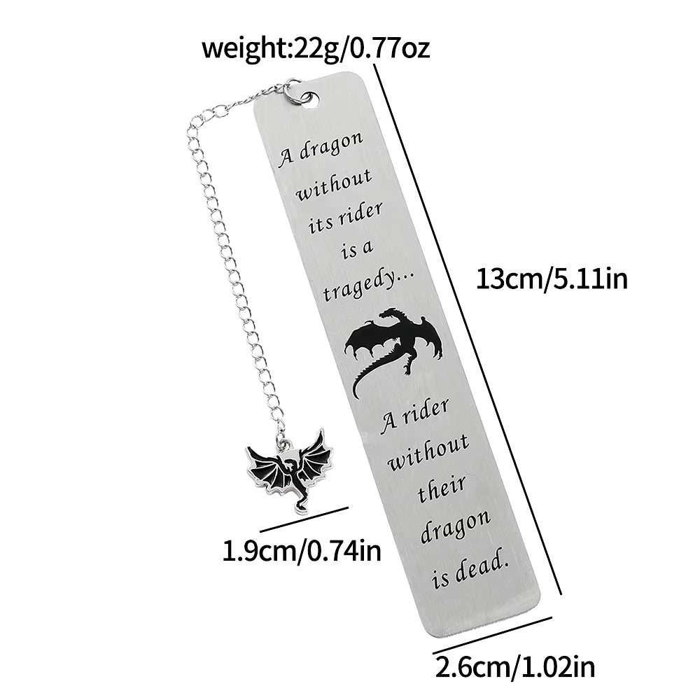 Fourth Wing Bookmark - Story Bookmark of the Dragon Knight Stainless Steel Pendant Bookmark Gothic Dragon Bookmark