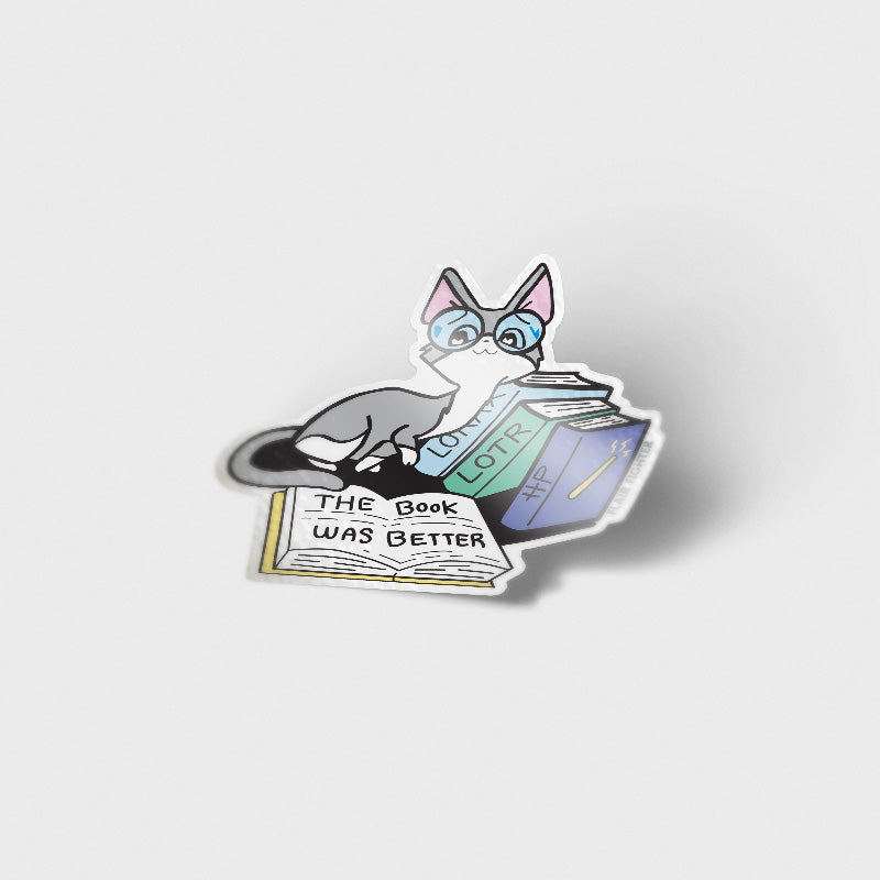 The Book Was Better (Cornish Rex Cat) Vinyl Sticker-1
